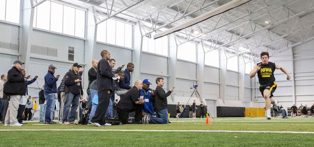 Iowa Football Pro Day Monday, March 24, 2014 at the Hayden Fry Football Complex.  (Brian Ray/hawkeyesports.com)