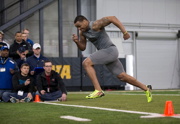Iowa Football Pro Day Monday, March 24, 2014 at the Hayden Fry Football Complex.  (Brian Ray/hawkeyesports.com)